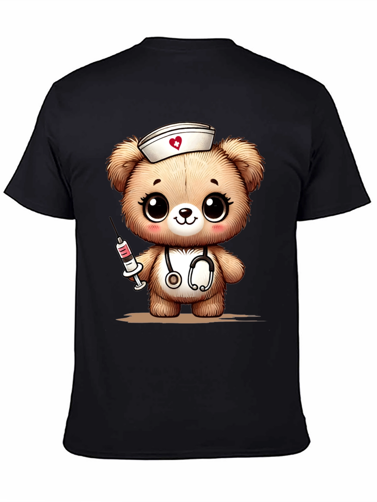 Nurse Bear Graphic T-Shirt - Black