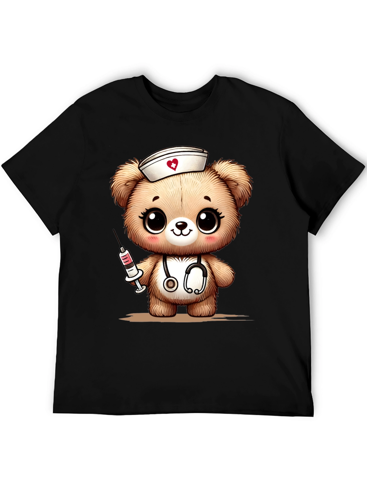 Nurse Bear Graphic T-Shirt - Black