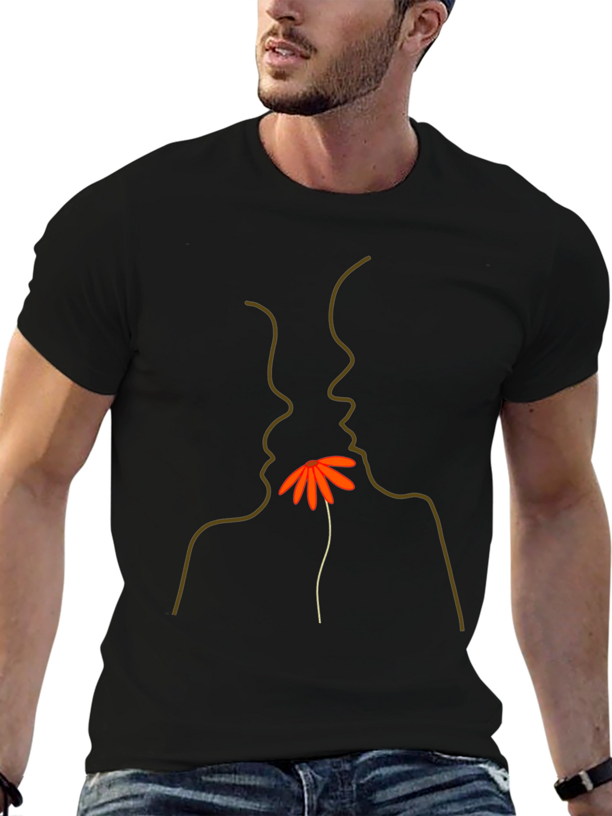 Minimalist Faces & Flower Graphic Tee