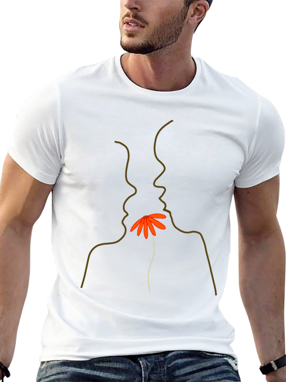Minimalist Faces & Flower Graphic Tee