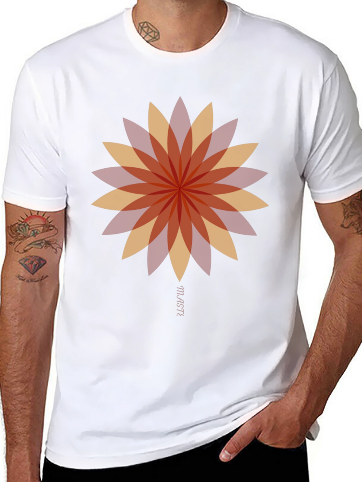 Geometric Flower Graphic Tee - Stylish Black T-Shirt