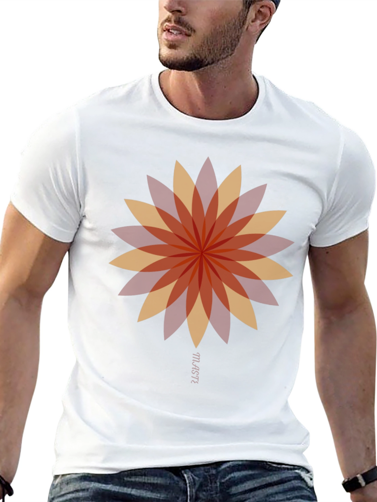 Geometric Flower Graphic Tee - Stylish Black T-Shirt