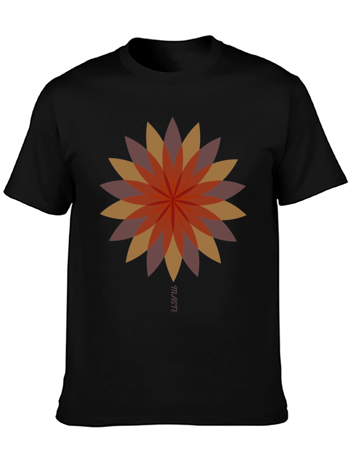 Geometric Flower Graphic Tee - Stylish Black T-Shirt