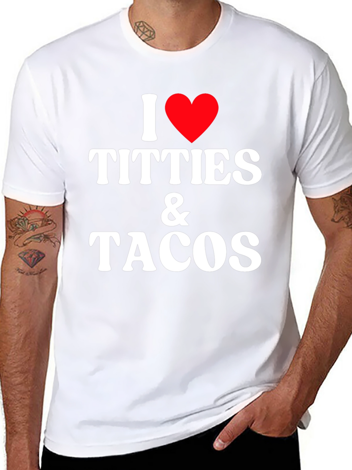 I Love Titties & Tacos Funny Graphic Tee