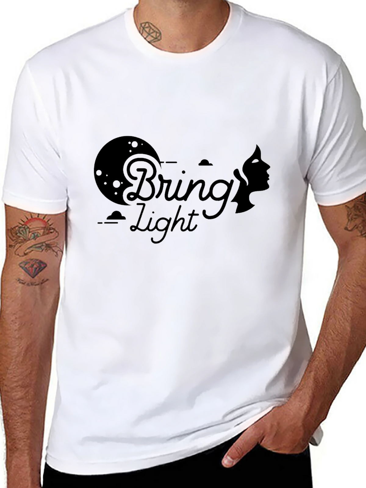 Bring Light Graphic Print Black T-Shirt