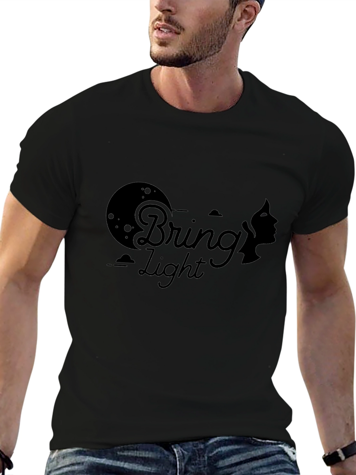 Bring Light Graphic Print Black T-Shirt