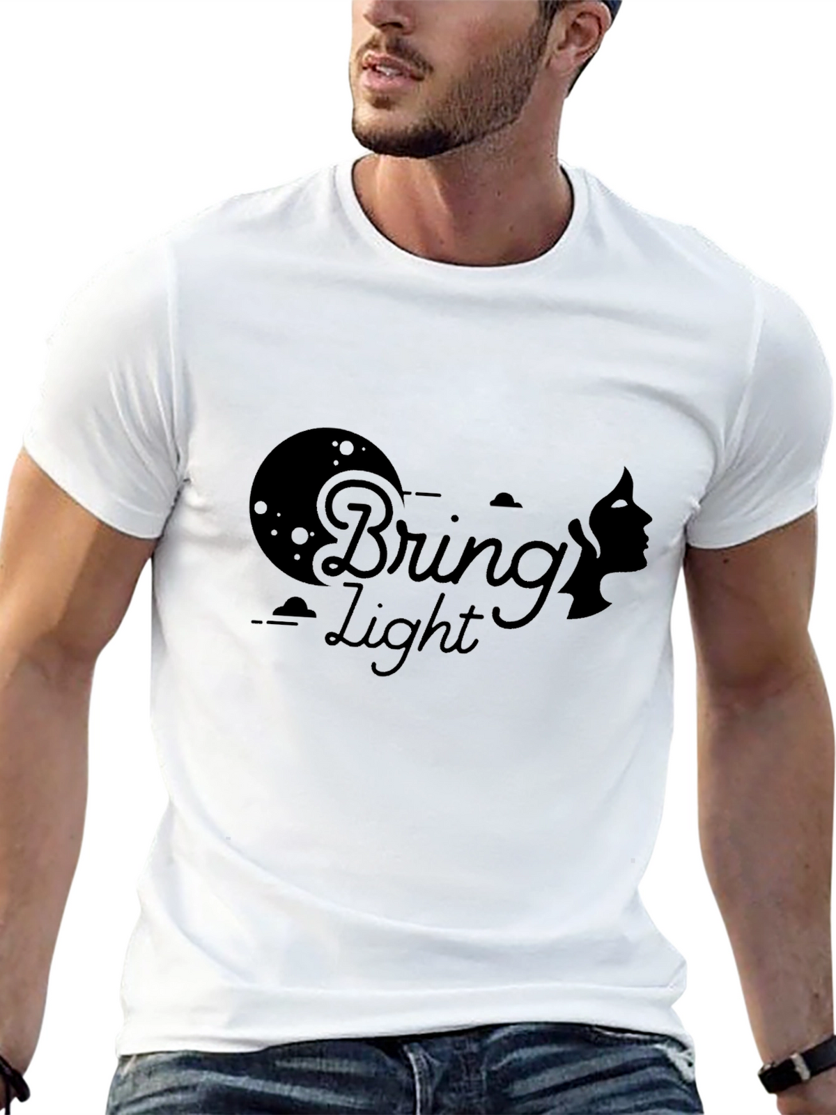Bring Light Graphic Print Black T-Shirt