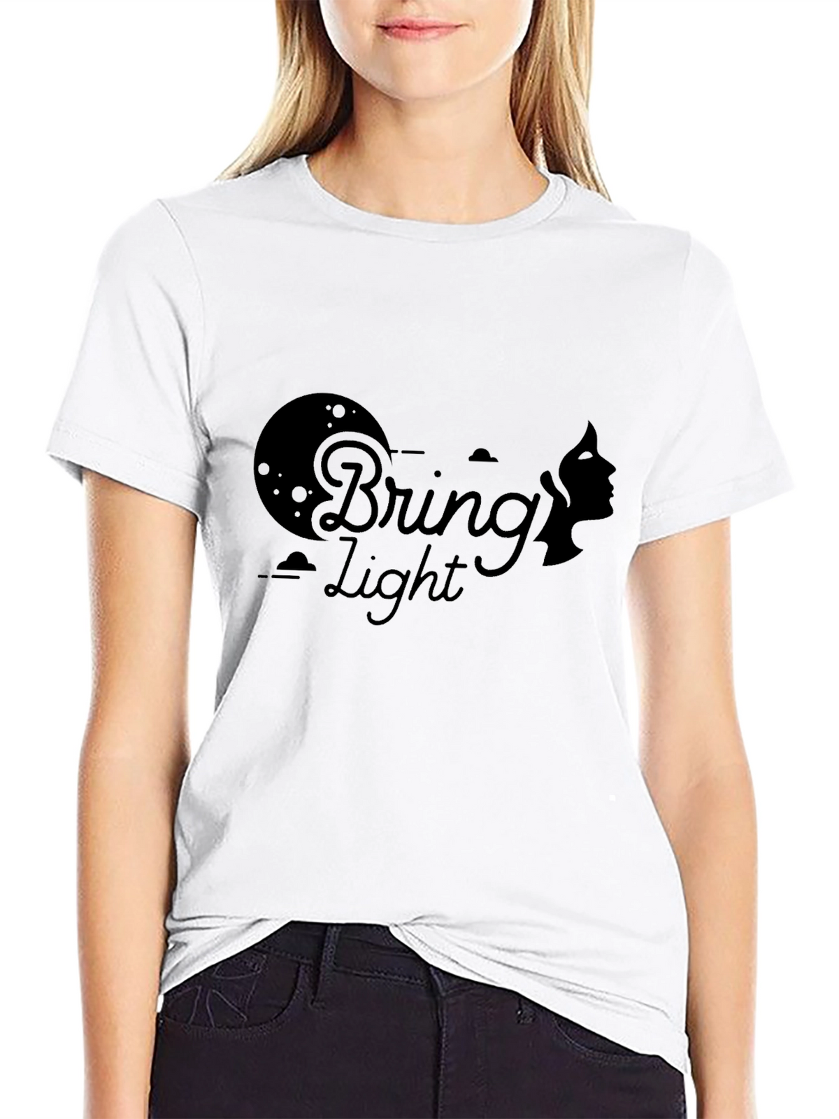 Bring Light Graphic Print Black T-Shirt