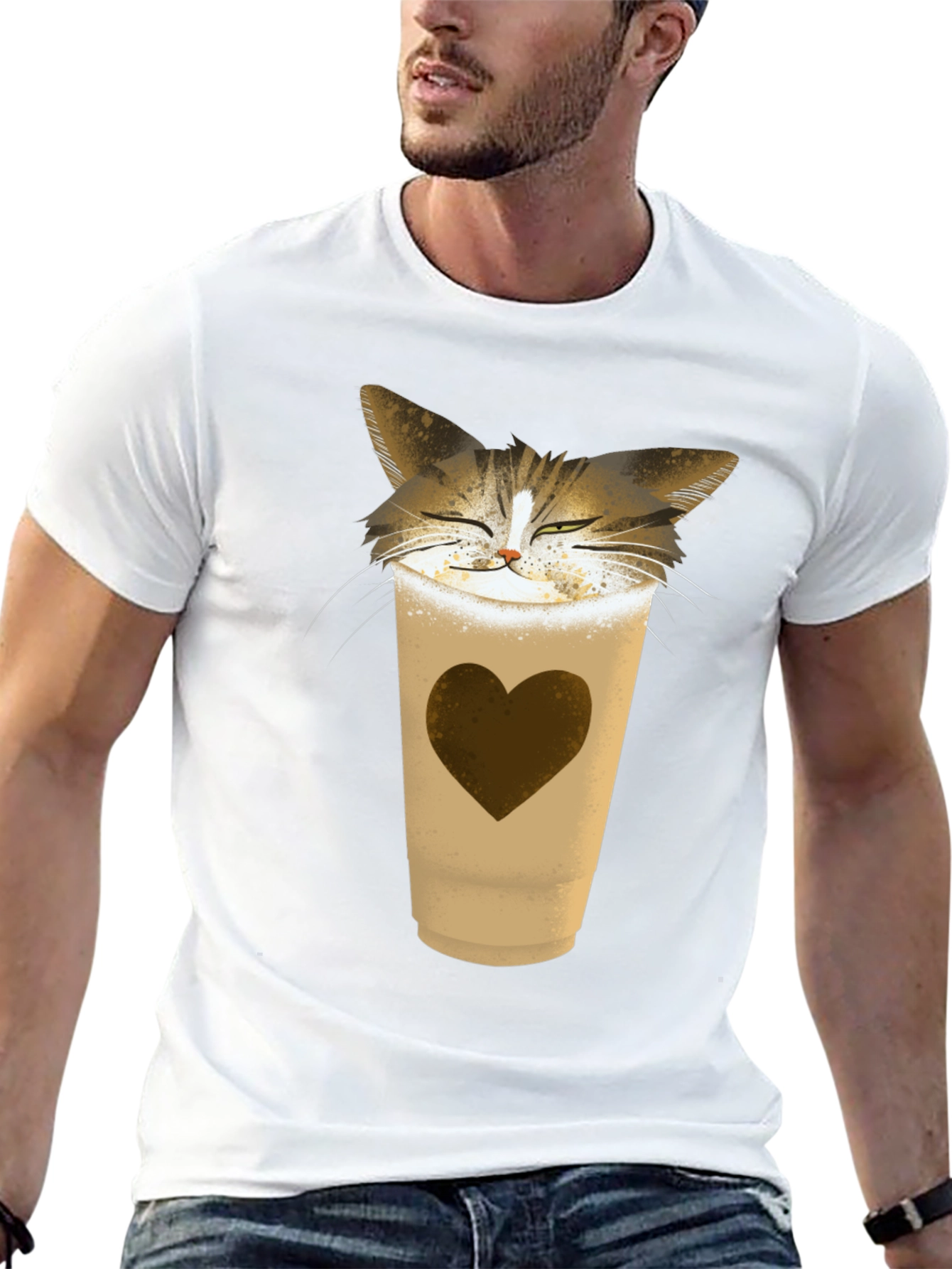 Cat Latte T-Shirt - Coffee Loving Kitten Tee