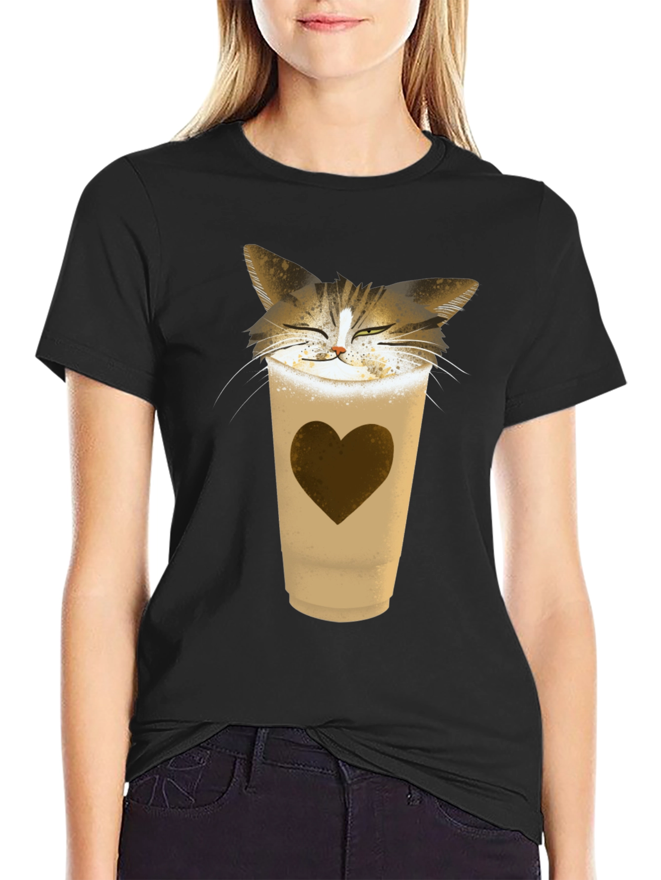 Cat Latte T-Shirt - Coffee Loving Kitten Tee