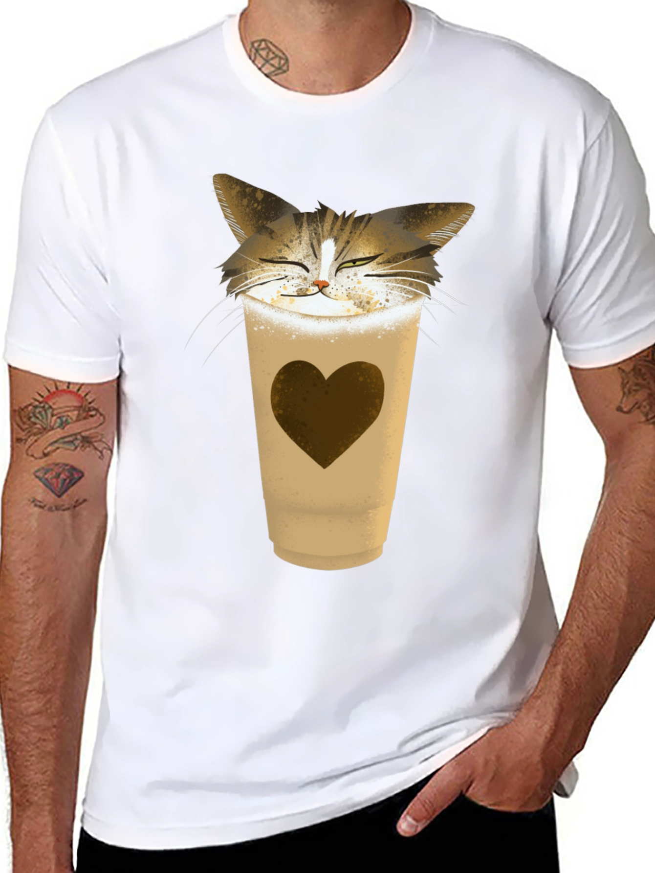 Cat Latte T-Shirt - Coffee Loving Kitten Tee