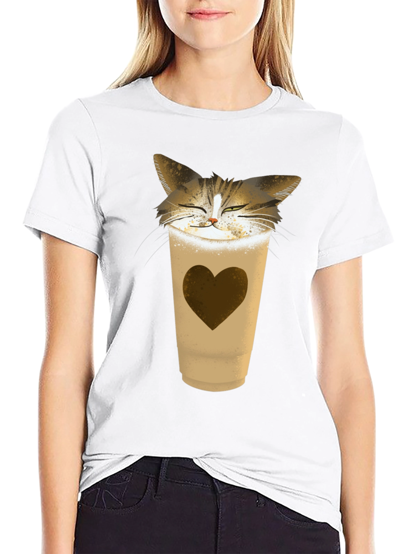 Cat Latte T-Shirt - Coffee Loving Kitten Tee