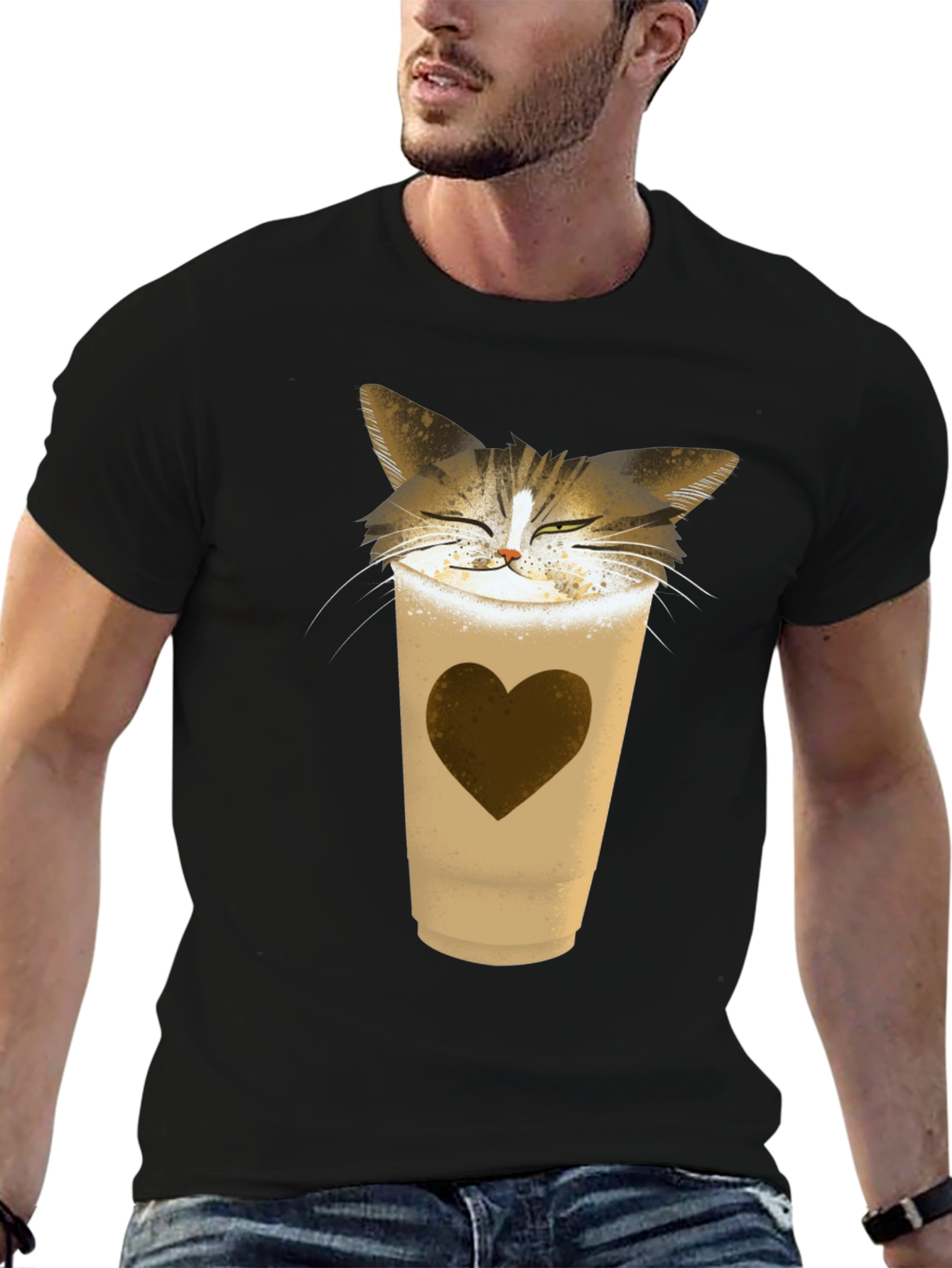 Cat Latte T-Shirt - Coffee Loving Kitten Tee