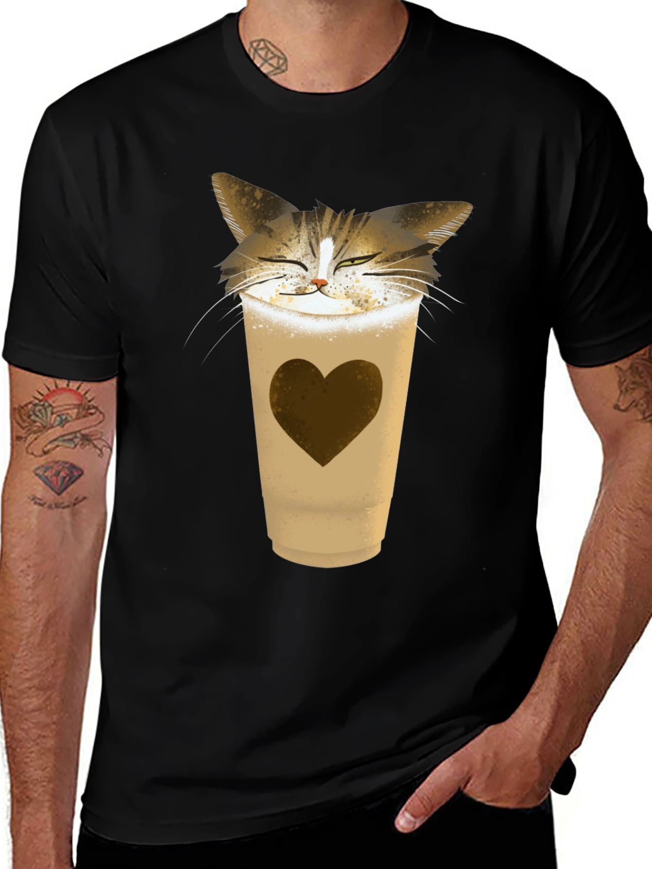 Cat Latte T-Shirt - Coffee Loving Kitten Tee