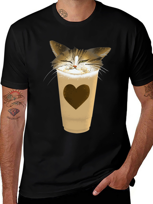 Cat Latte T-Shirt - Coffee Loving Kitten Tee