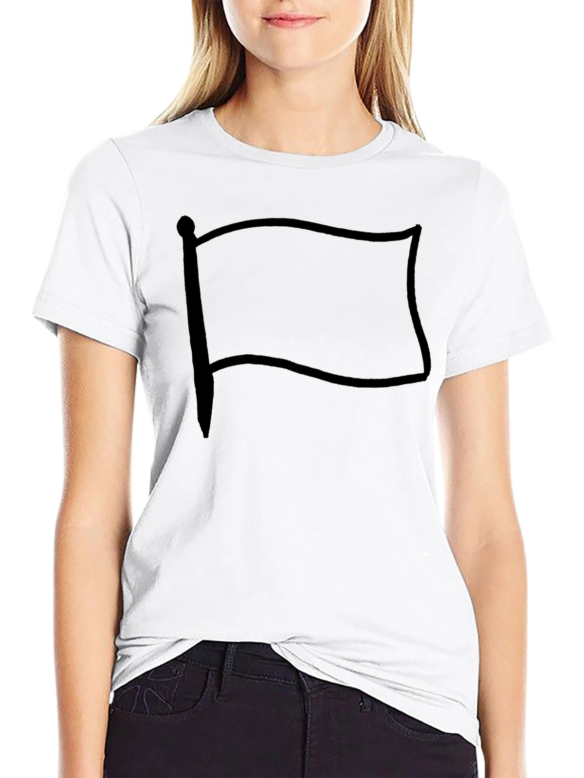 Mens Graphic T-Shirt - Flag Design Solid Black