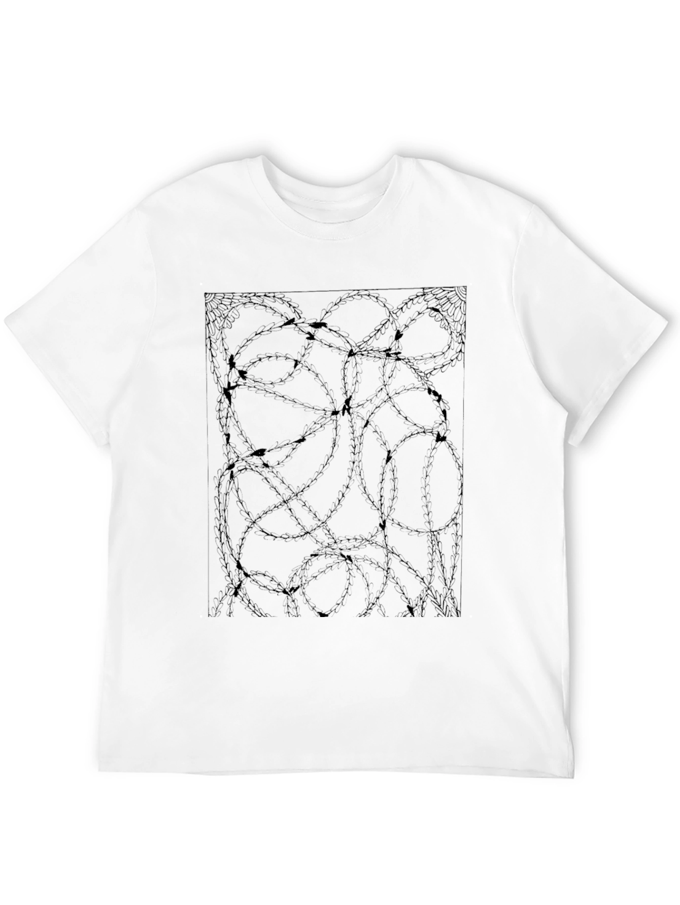 Abstract Barbed Wire Graphic Black Tee