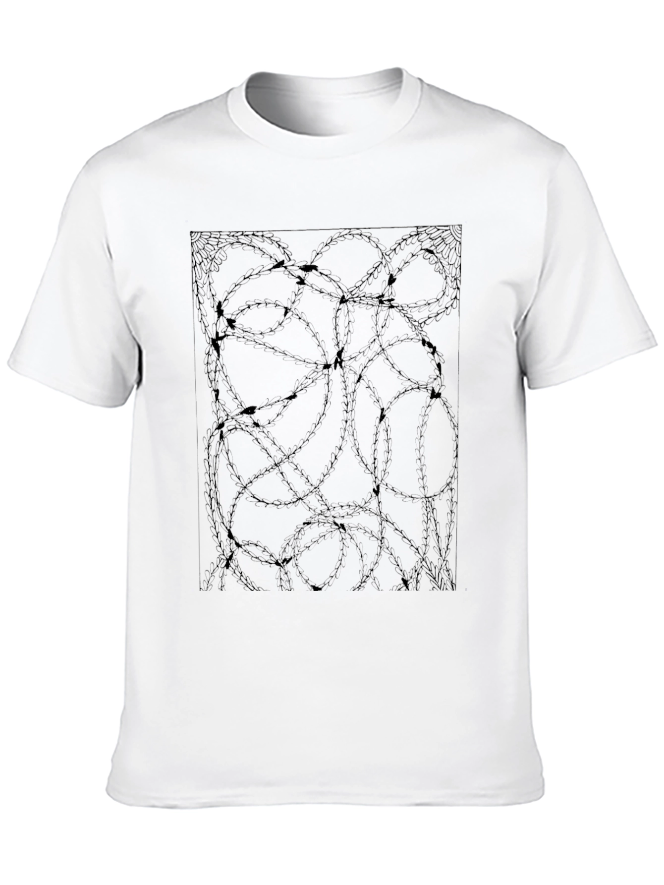 Abstract Barbed Wire Graphic Black Tee