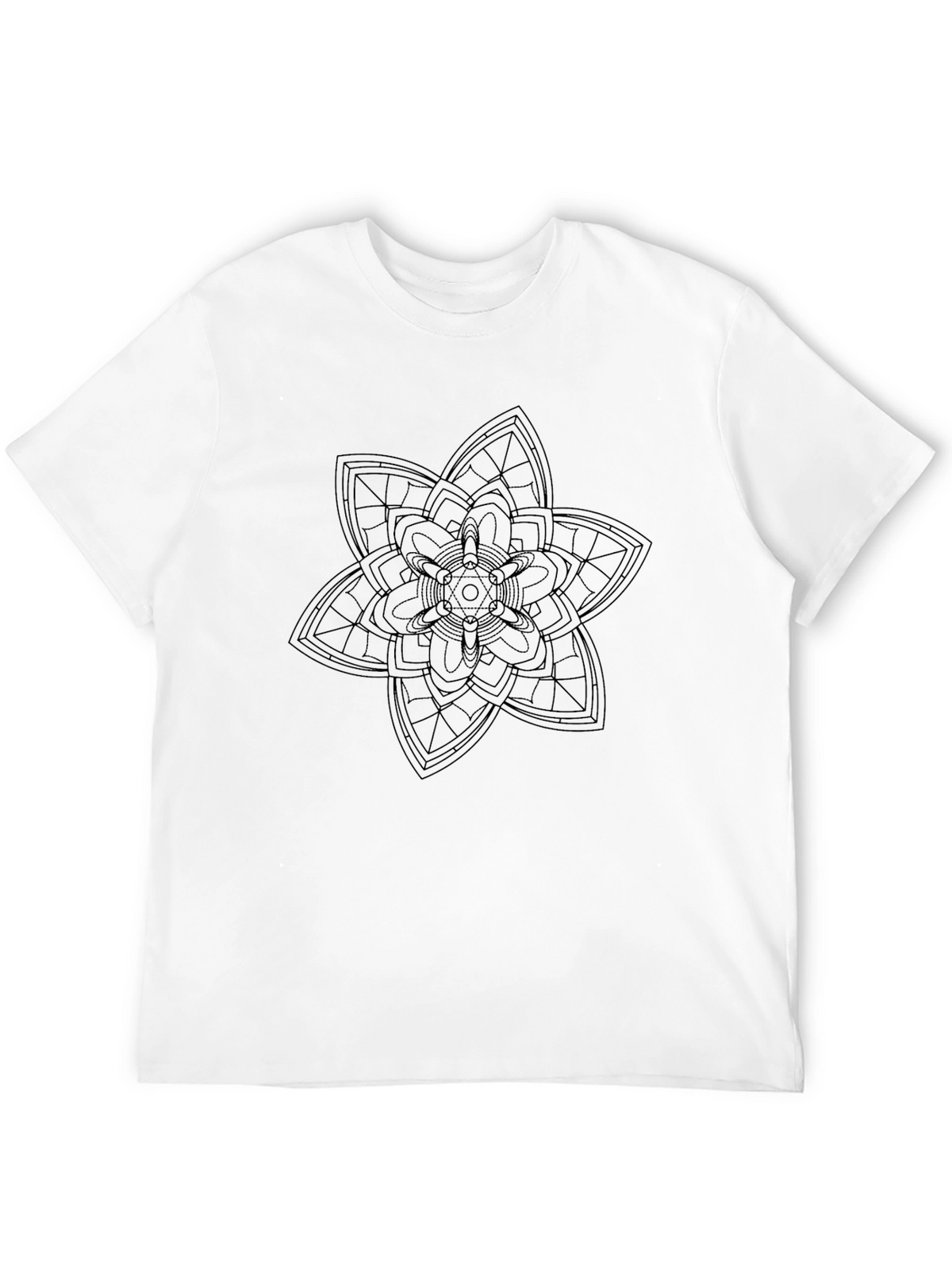 Mens Black T-Shirt with Floral Mandala Print