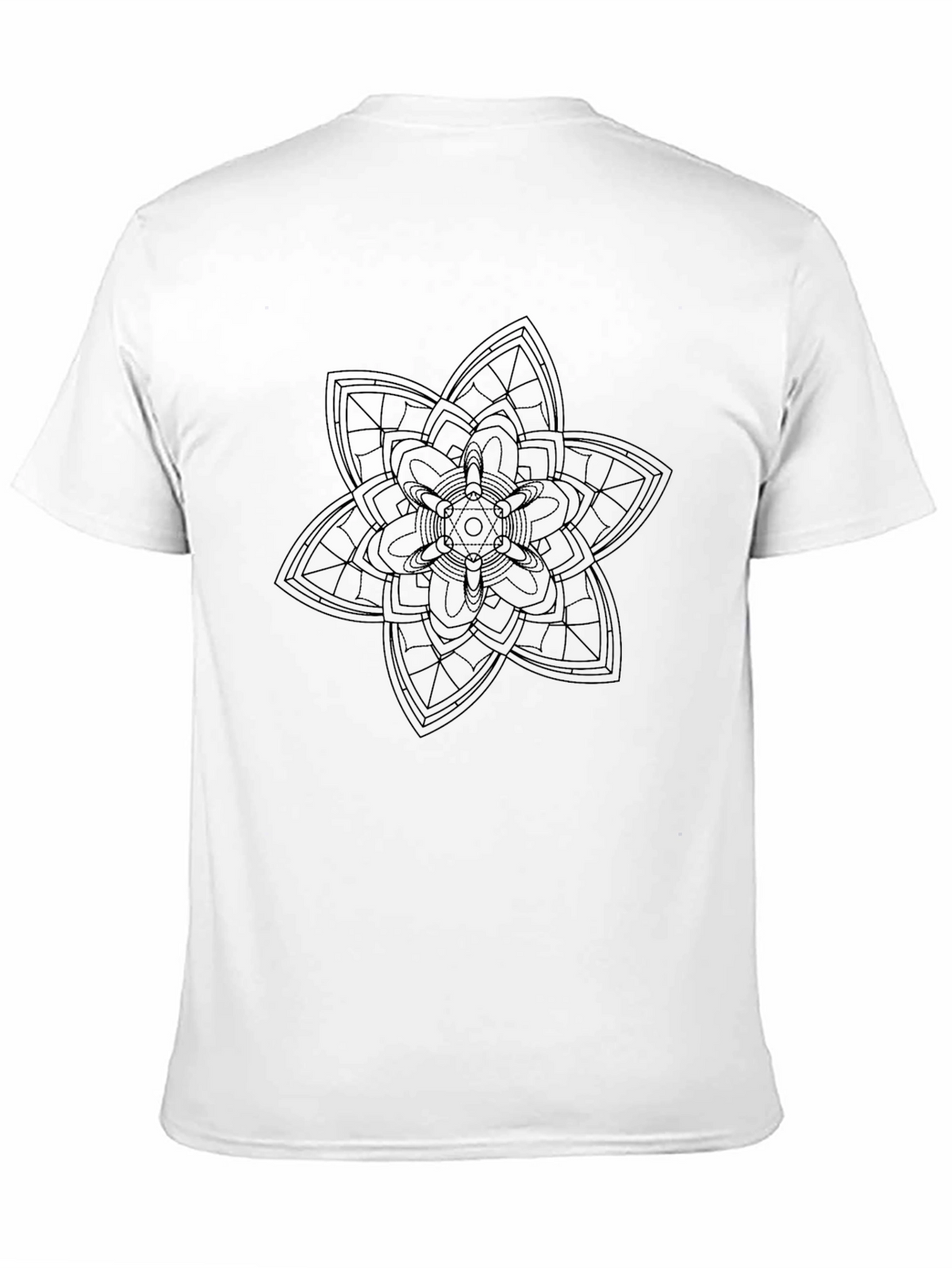 Mens Black T-Shirt with Floral Mandala Print
