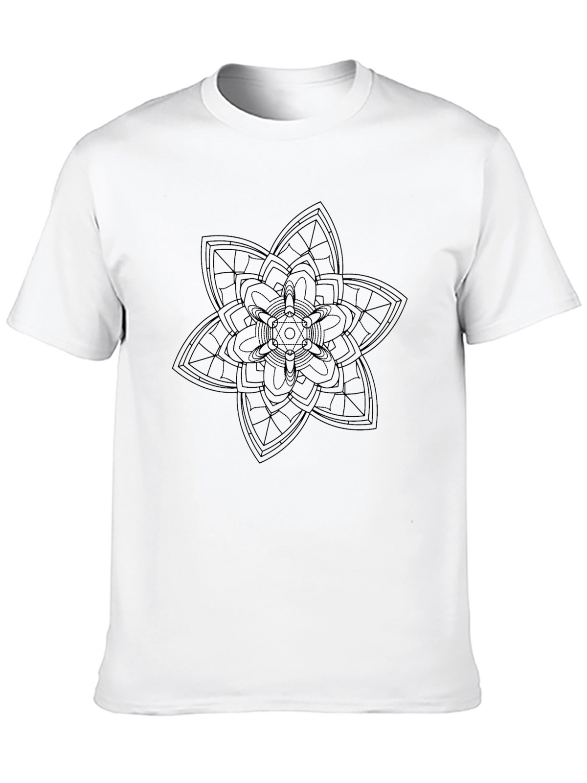 Mens Black T-Shirt with Floral Mandala Print
