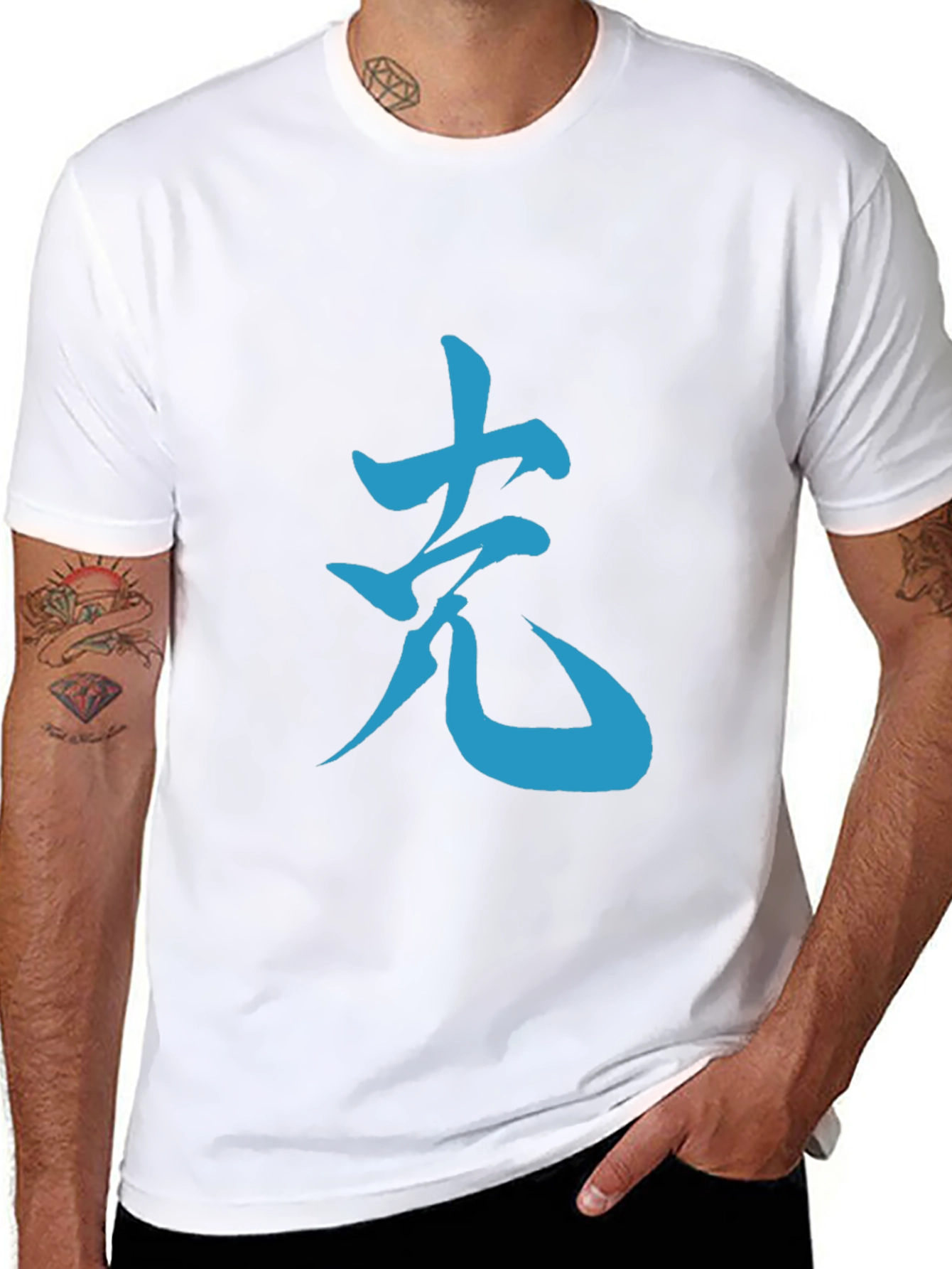 Stylish Kanji Graphic Black T-Shirt