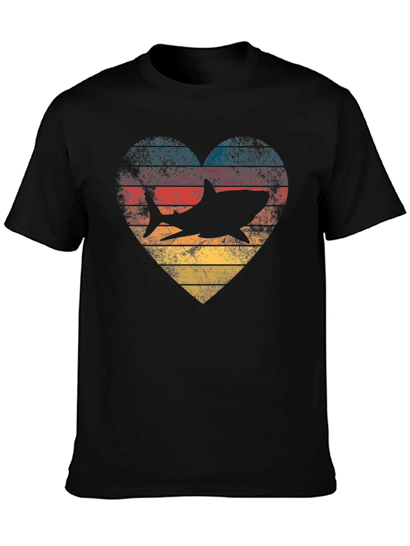 Shark Heart Retro Graphic Tee - Ocean Lover T-Shirt