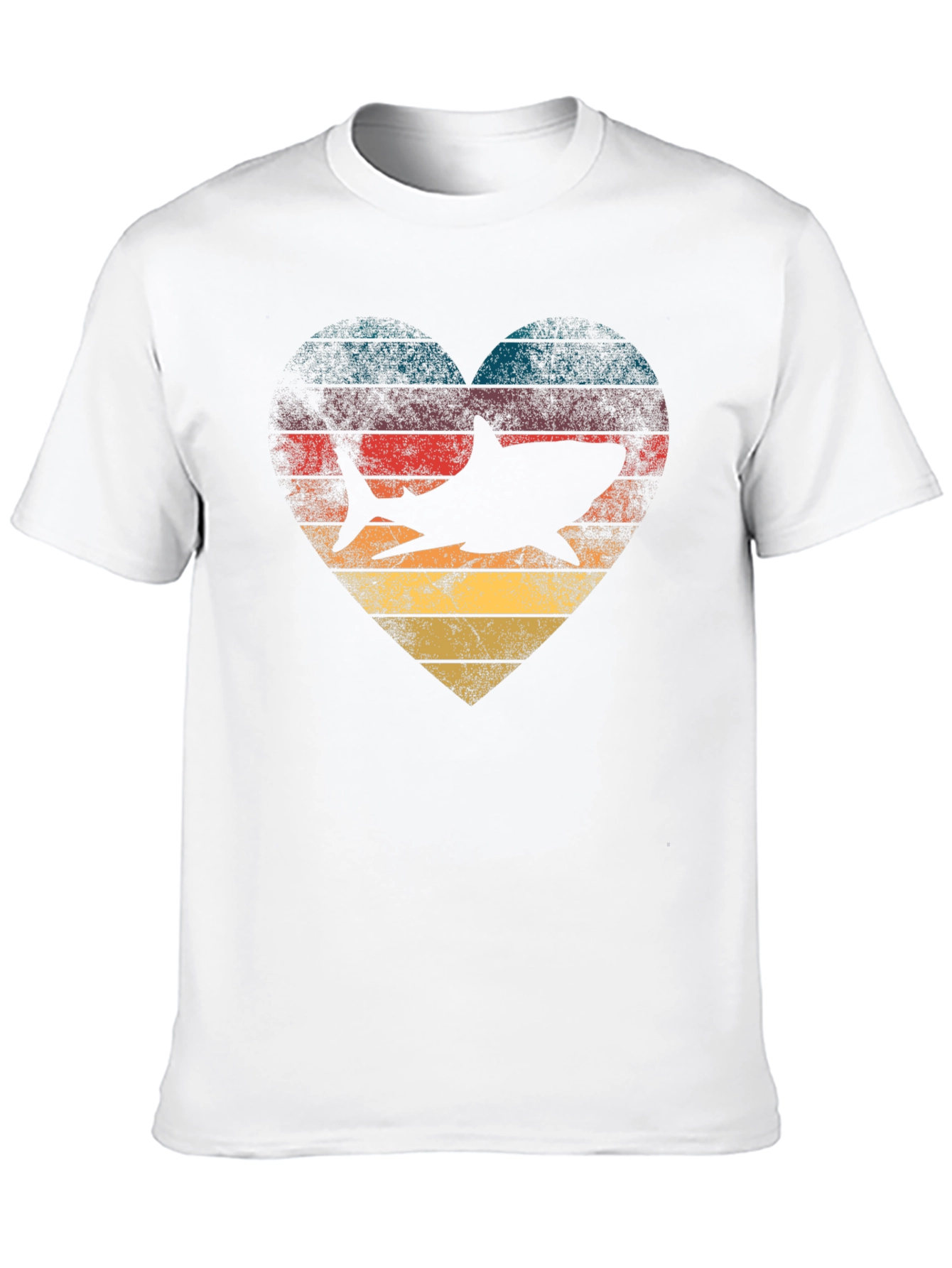 Shark Heart Retro Graphic Tee - Ocean Lover T-Shirt