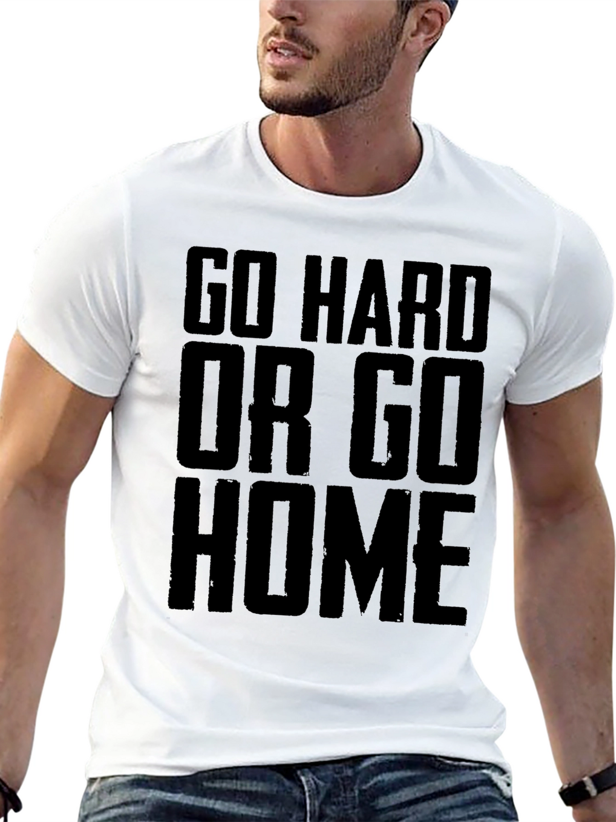 Go Hard Or Go Home Black Graphic T-Shirt