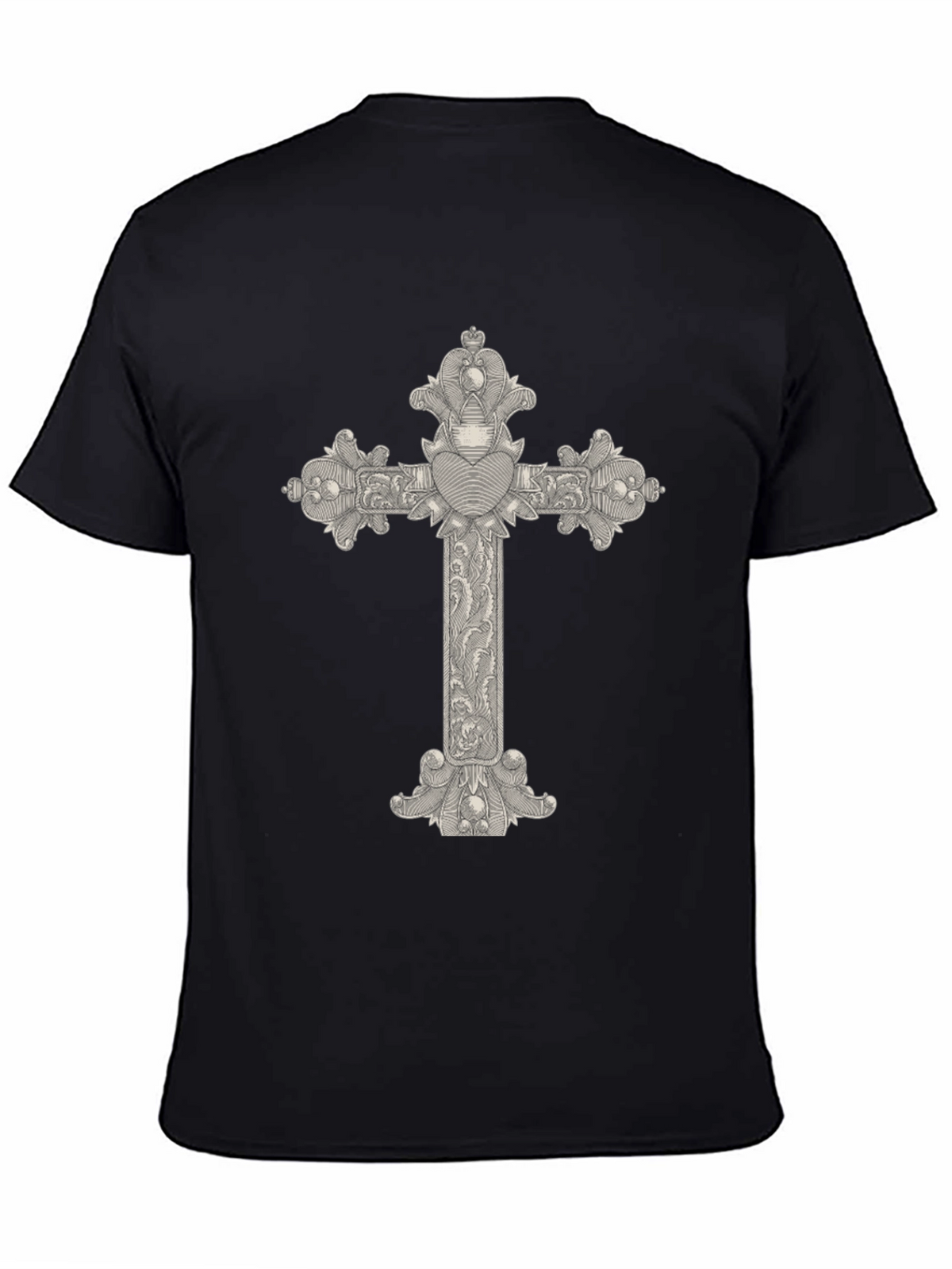Ornate Cross Graphic Tee - Classic Black T-Shirt