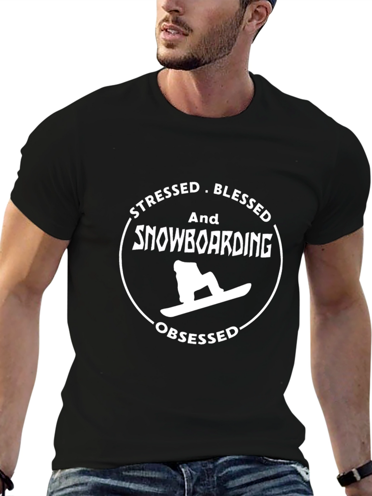 Stressed Blessed Snowboarding Obsessed Graphic Tee