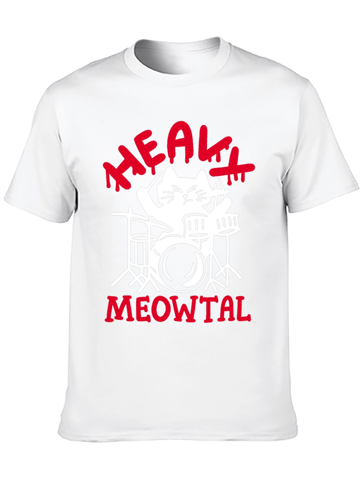 Heavy Meowtal Cat Drummer Black Graphic Tee