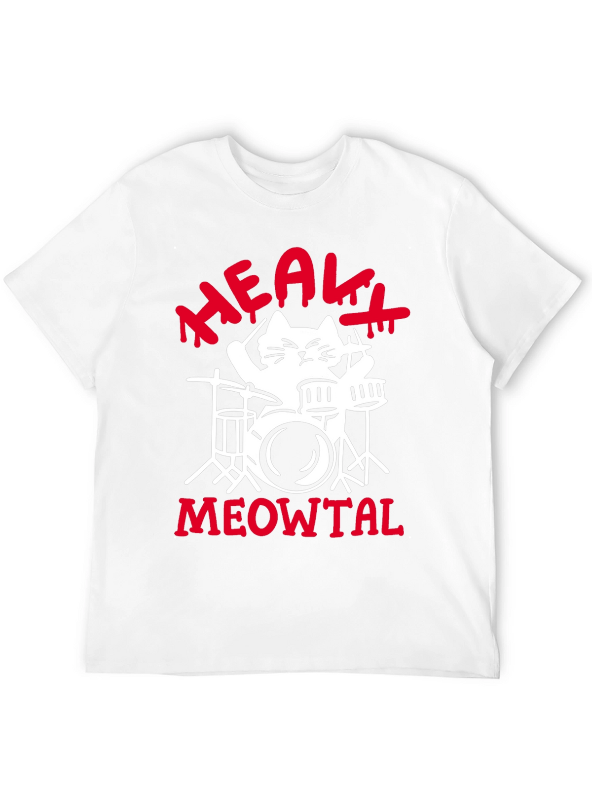 Heavy Meowtal Cat Drummer Black Graphic Tee