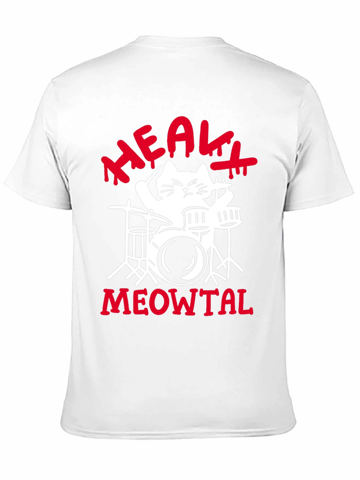 Heavy Meowtal Cat Drummer Black Graphic Tee