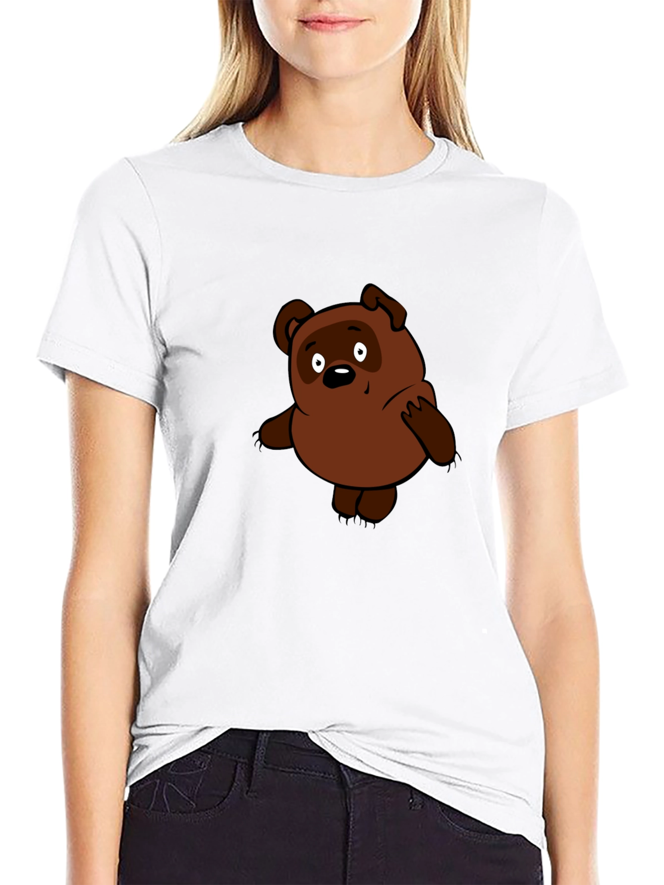 Cartoon Bear Black T-Shirt
