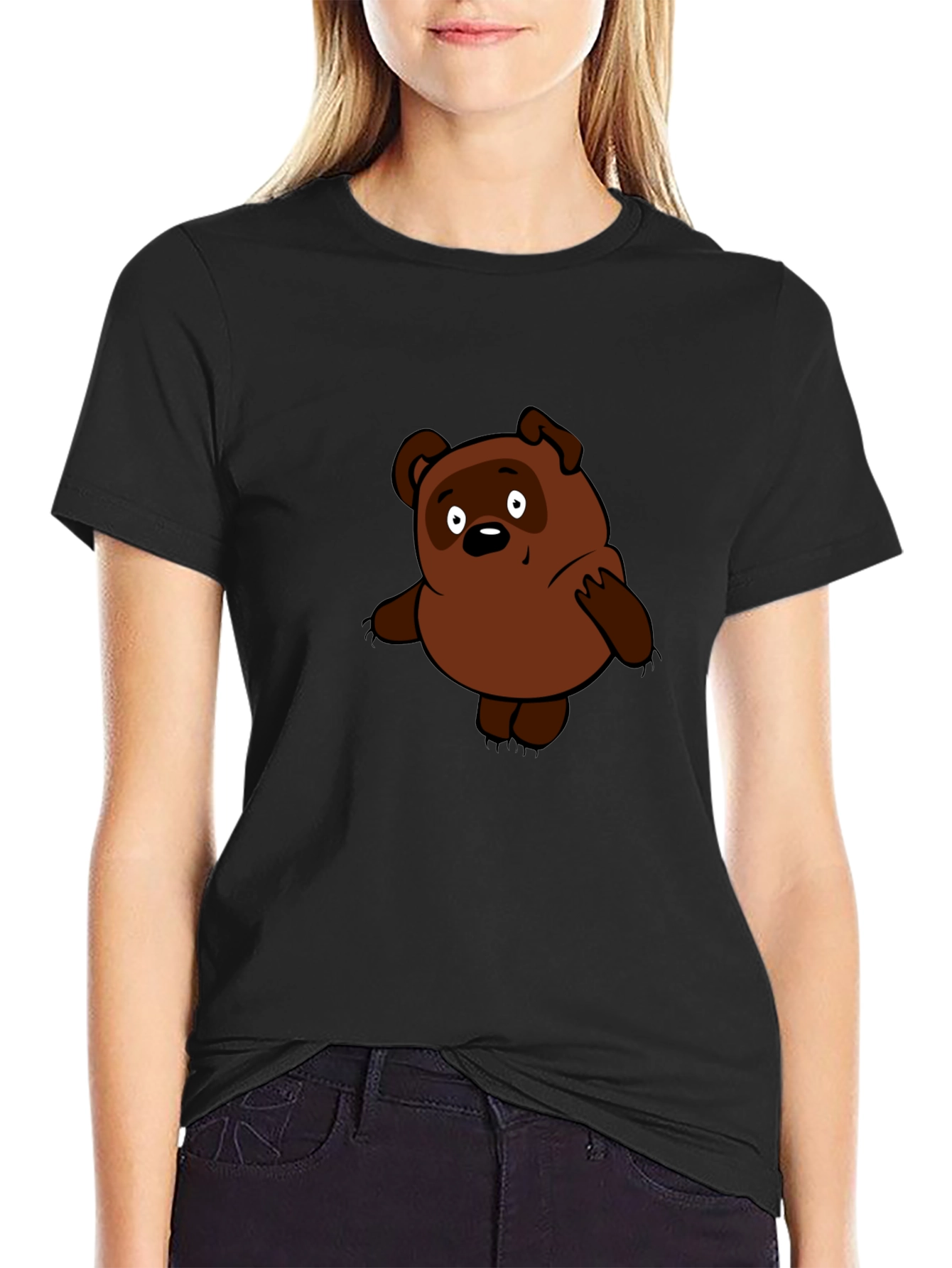 Cartoon Bear Black T-Shirt