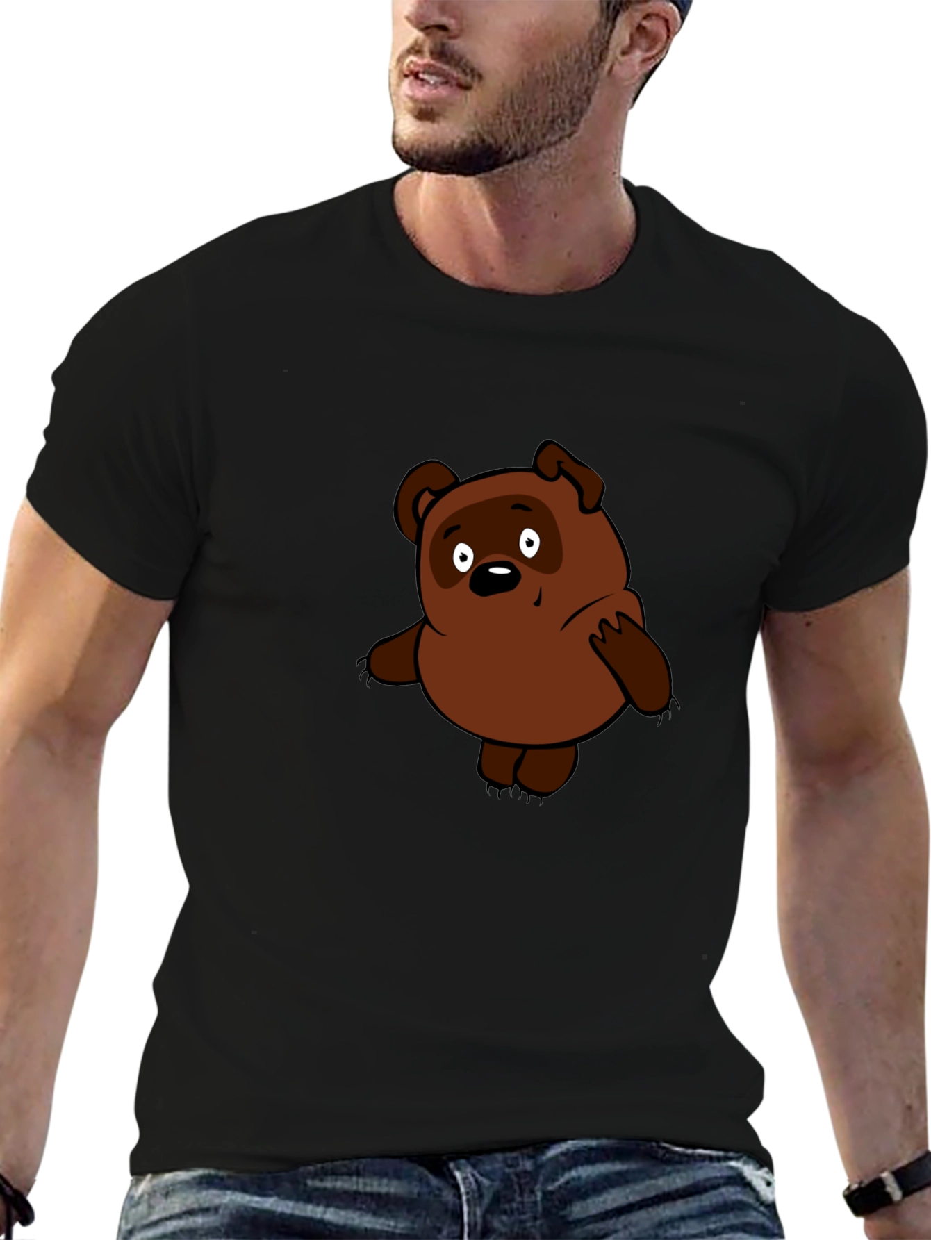 Cartoon Bear Black T-Shirt