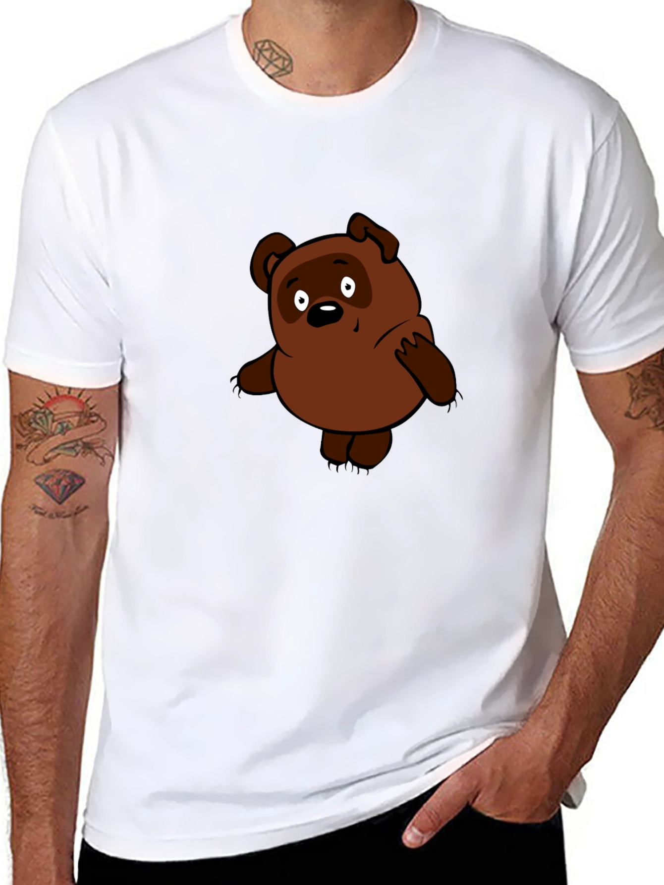 Cartoon Bear Black T-Shirt