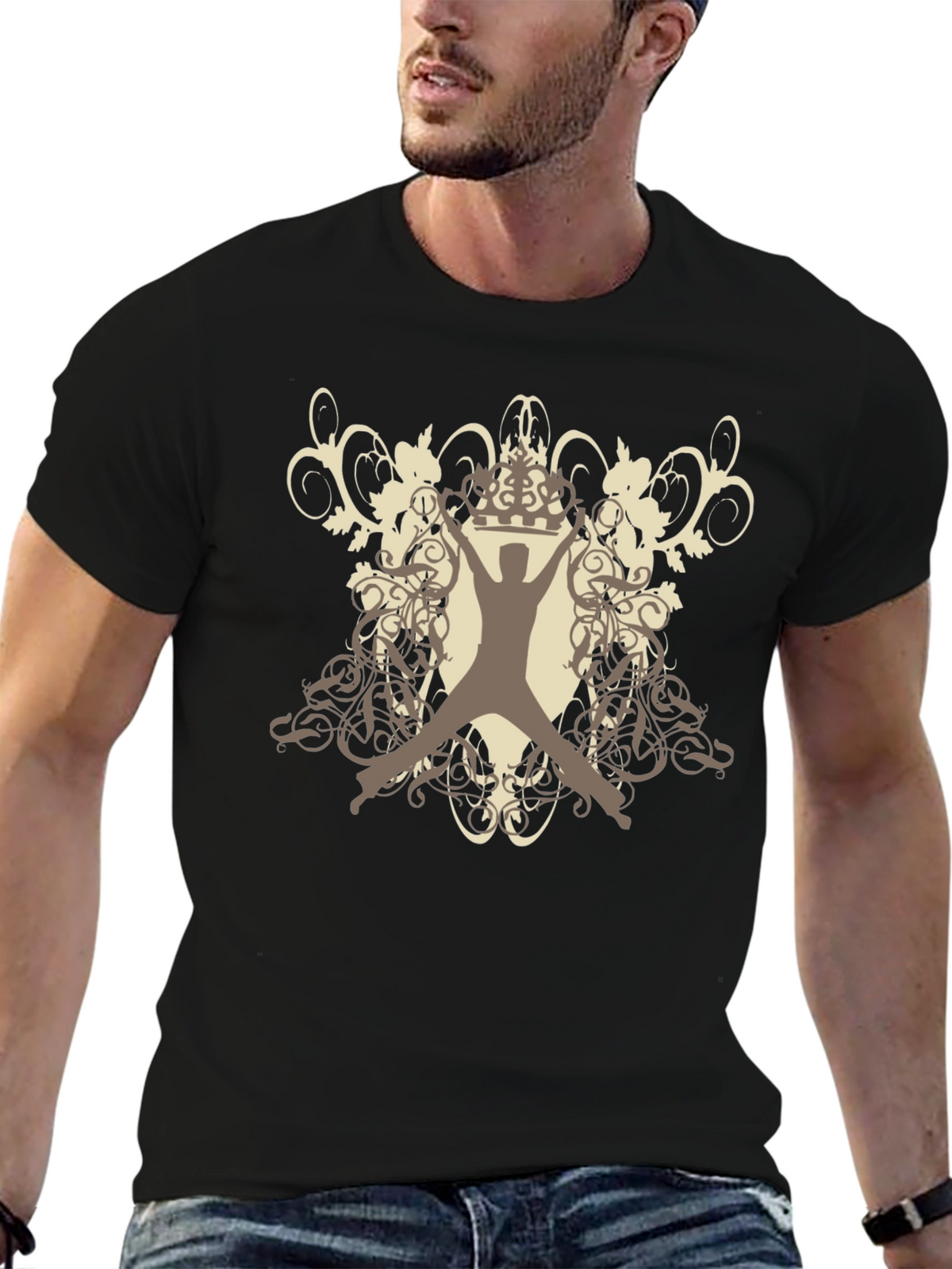King Jump Tee - Graphic Print Black T-Shirt