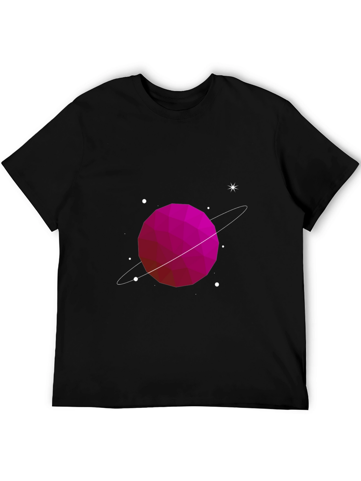 Geometric Planet Graphic Tee - Black Cotton Comfort