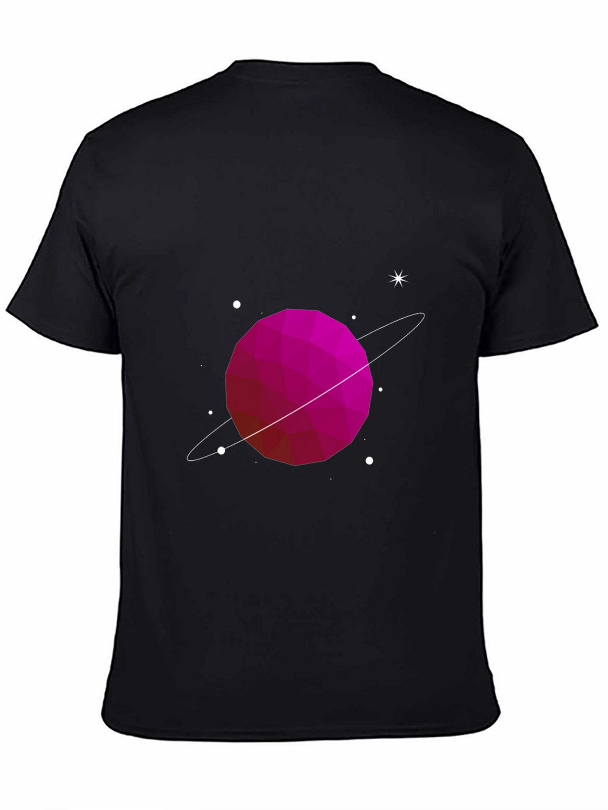 Geometric Planet Graphic Tee - Black Cotton Comfort