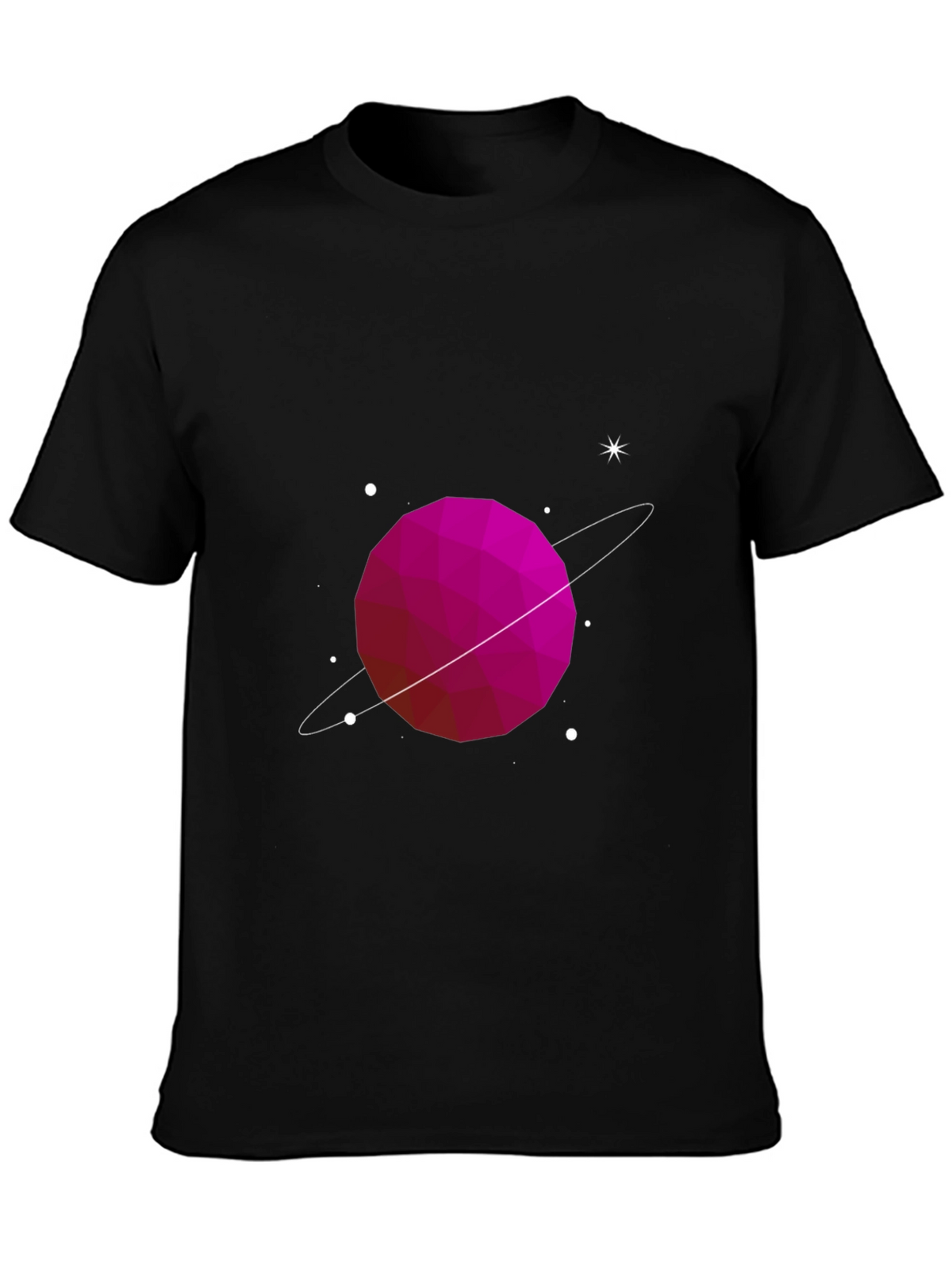 Geometric Planet Graphic Tee - Black Cotton Comfort