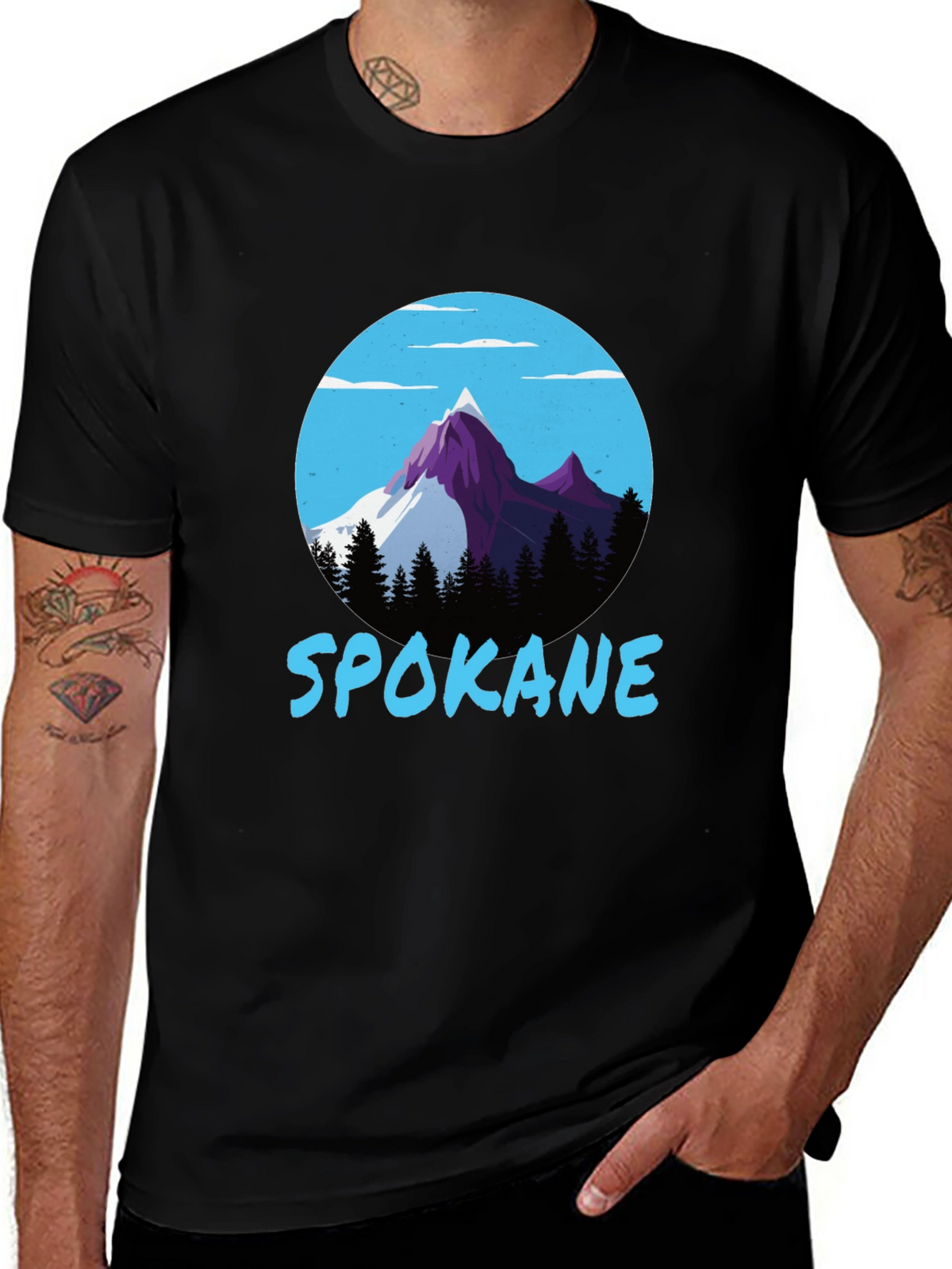 Spokane Mountain Graphic Tee - Black