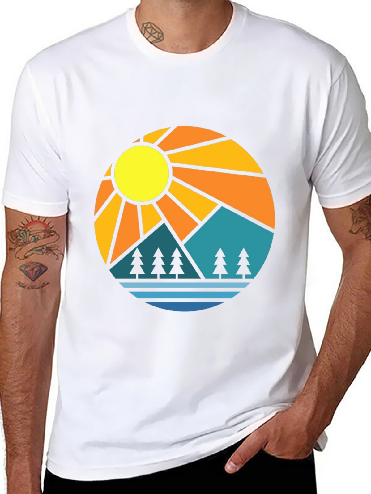 Mountain Sun Graphic Tee - Stylish Outdoor Design