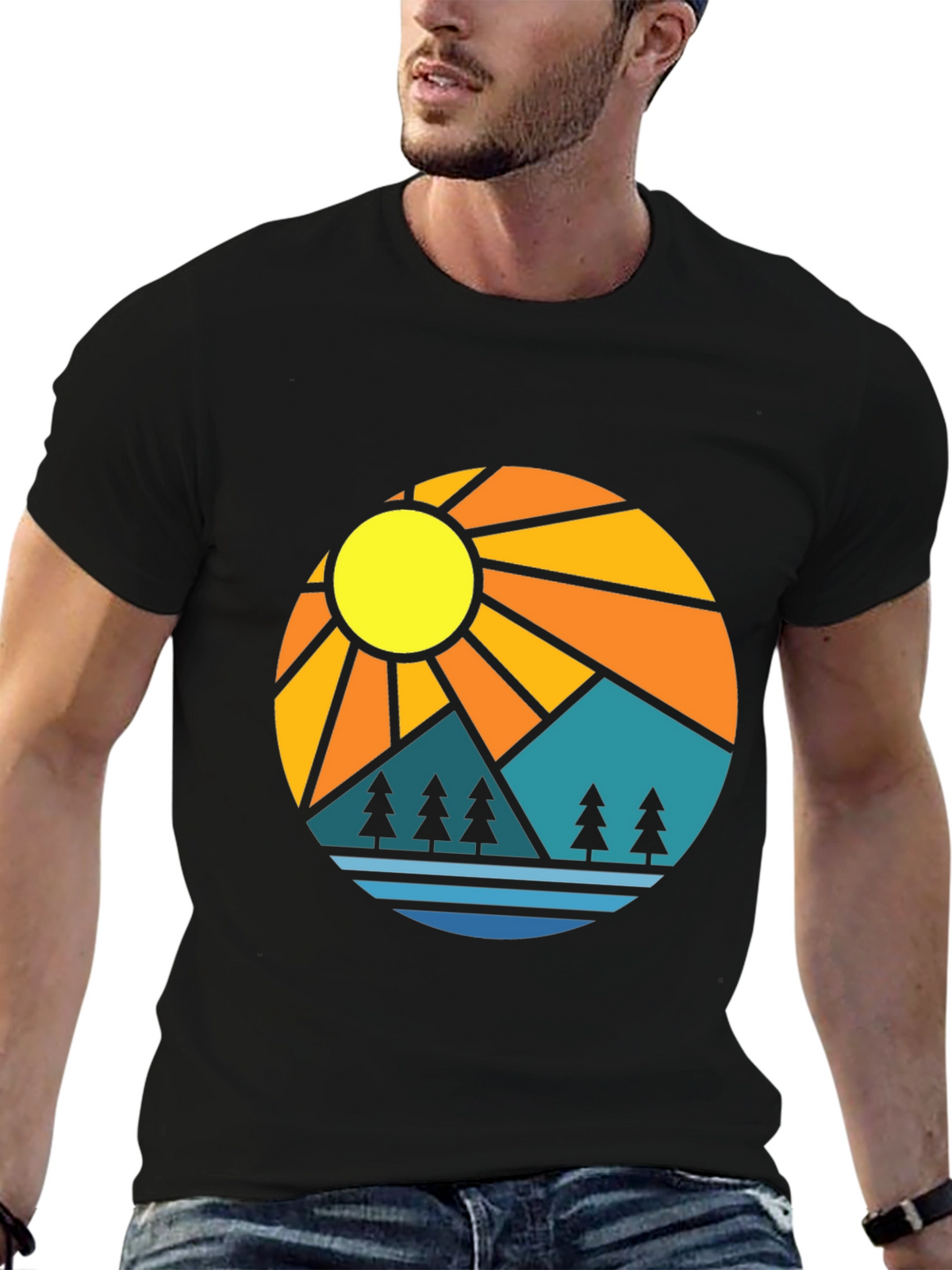 Mountain Sun Graphic Tee - Stylish Outdoor Design