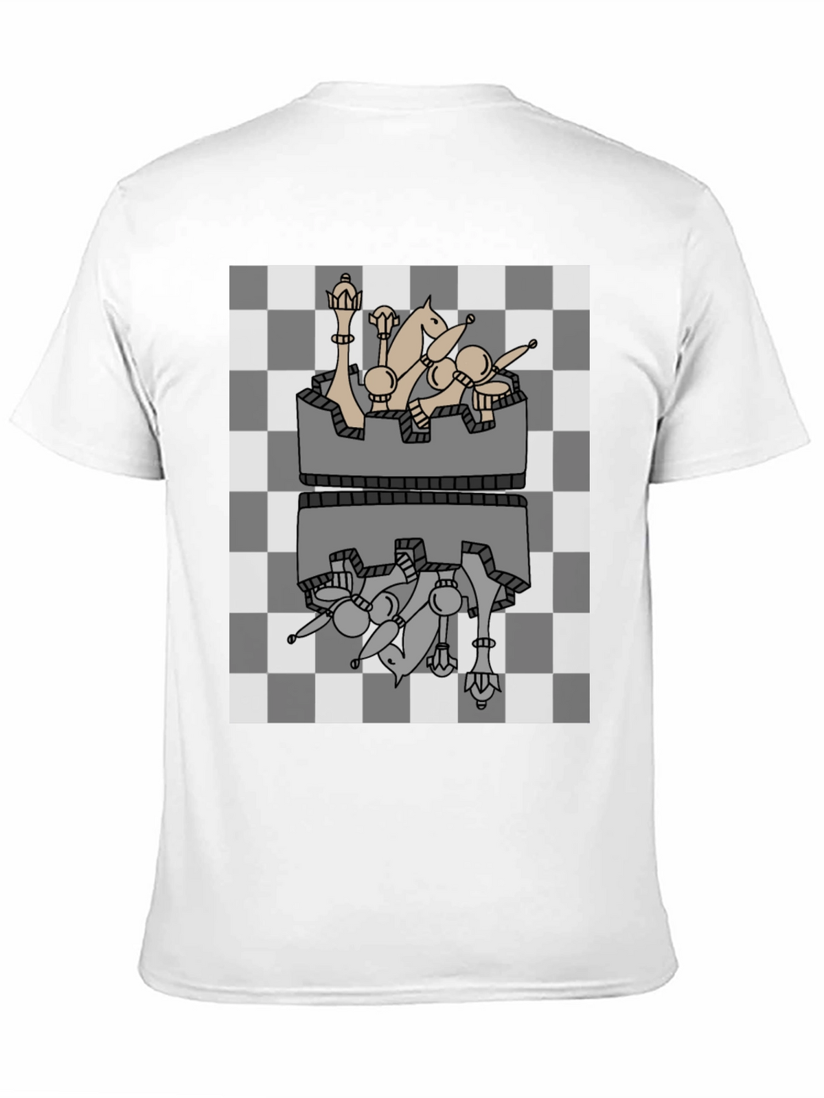 Chess Piece Reflection Graphic Tee - Black