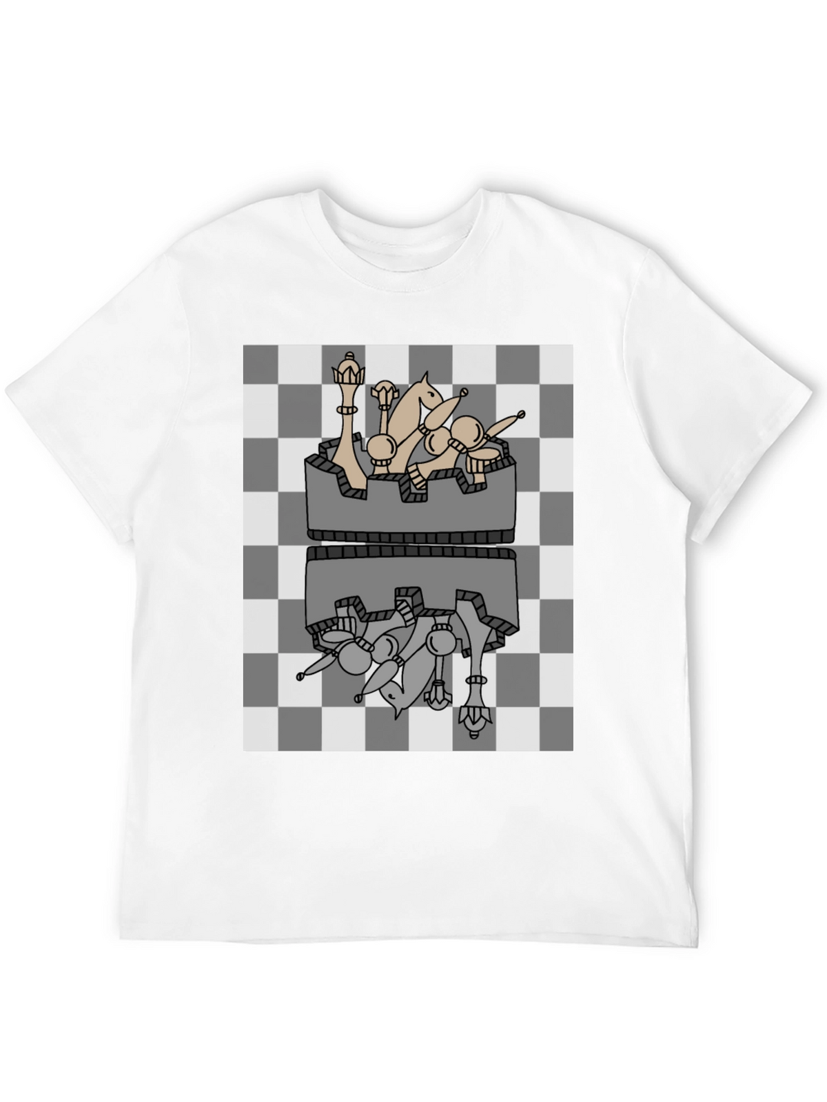 Chess Piece Reflection Graphic Tee - Black