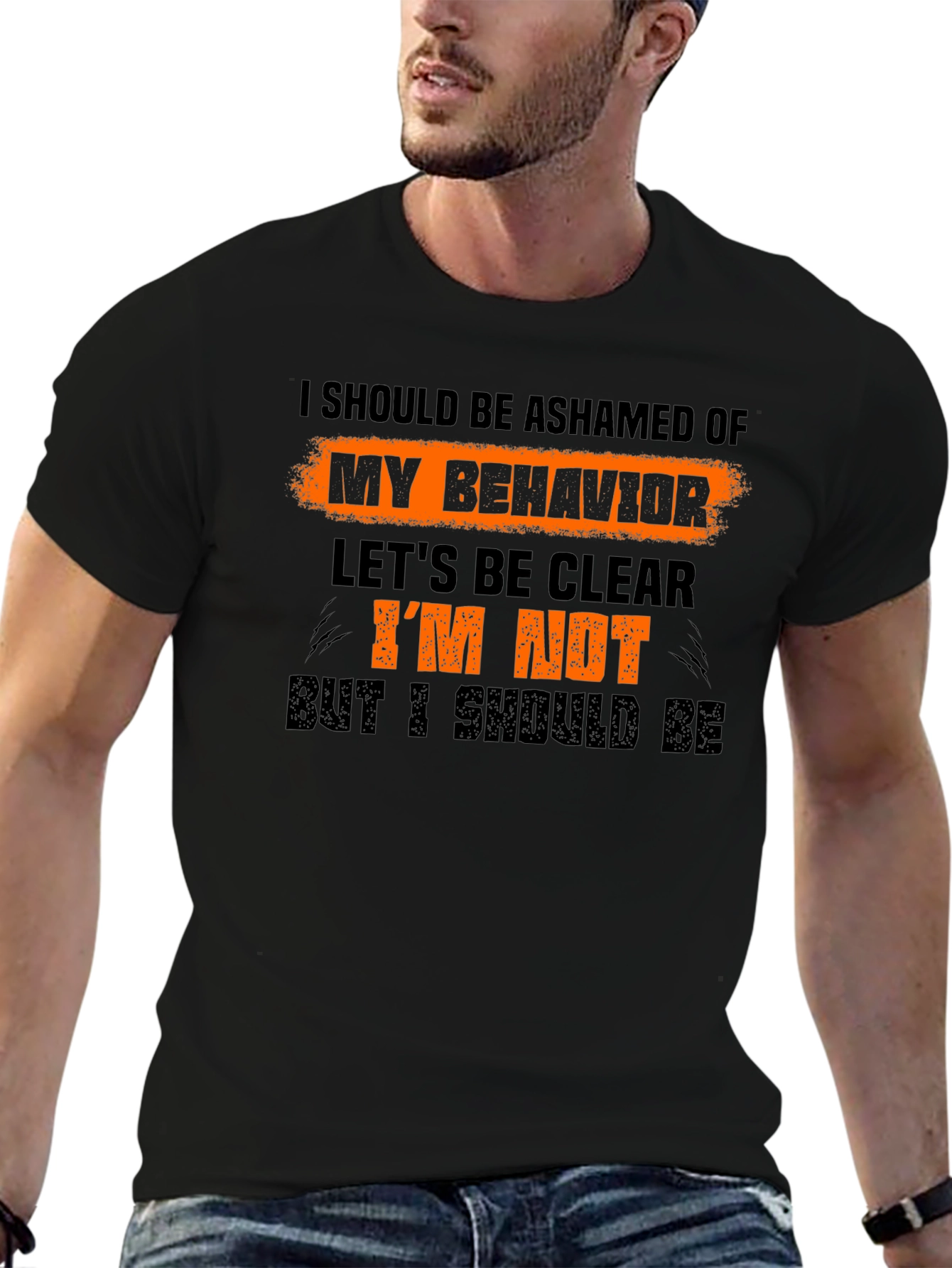 Ashamed of My Behavior Funny Graphic T-Shirt