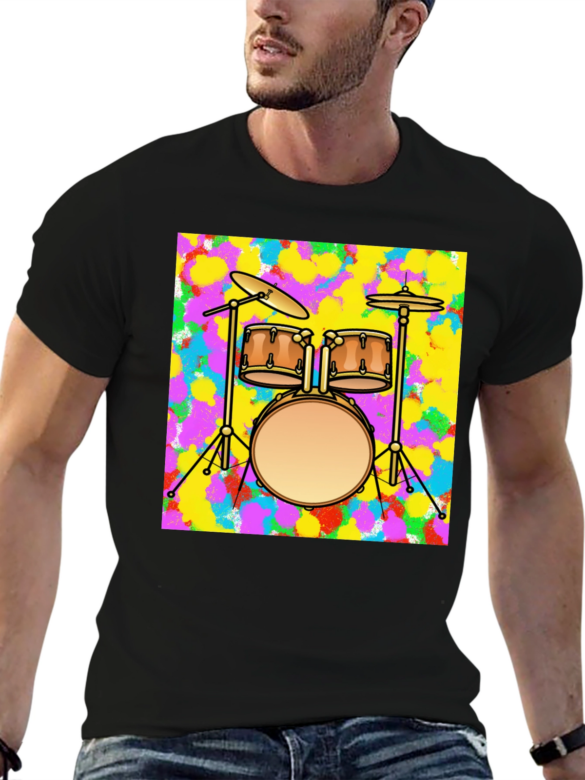 Drum Set Graphic Tee - Music Lover T-Shirt