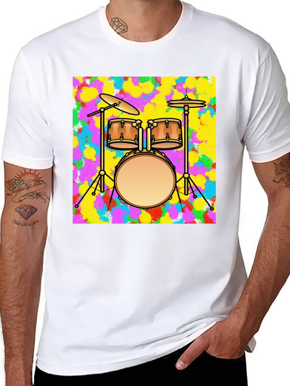 Drum Set Graphic Tee - Music Lover T-Shirt